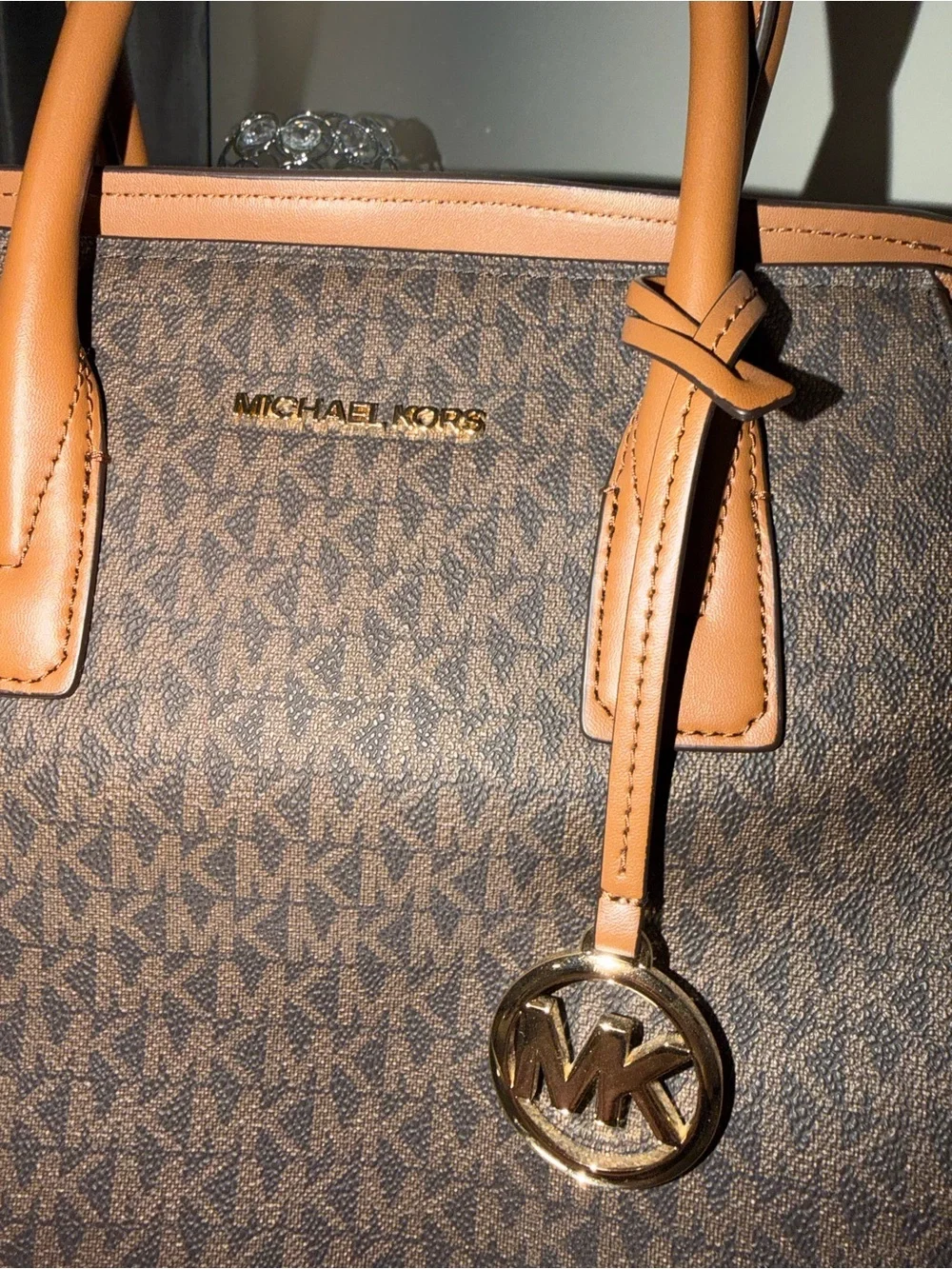 Michael Kors Avril Leather Satchel Crossbody Bag